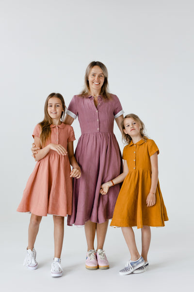 Mini Me Classic Dress, Short Sleeve, Marigold#color_marigold