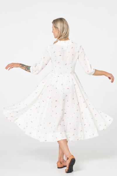 Ophelia Dress, 3/4 Sleeve, Apple Blossom#color_apple-blossom