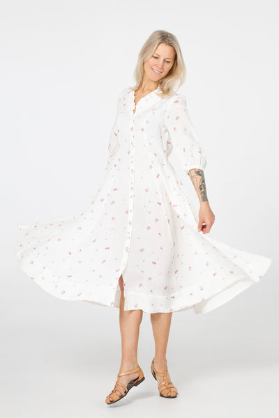 Ophelia Dress, 3/4 Sleeve, Apple Blossom#color_apple-blossom