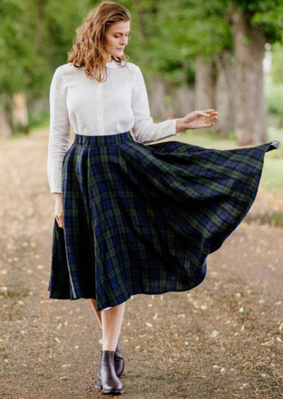 Classic Skirt, Blue Tartan#color_blue-tartan