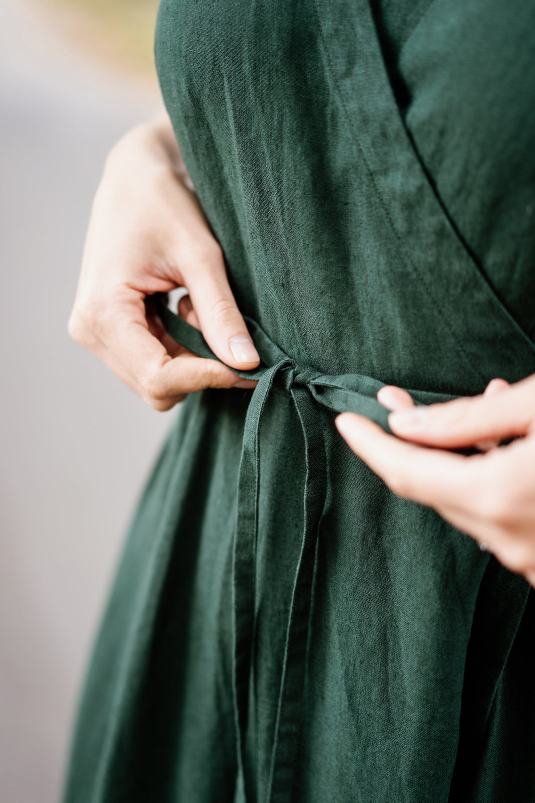 Wrap Dress, Short Sleeve, Evergreen#color_evergreen