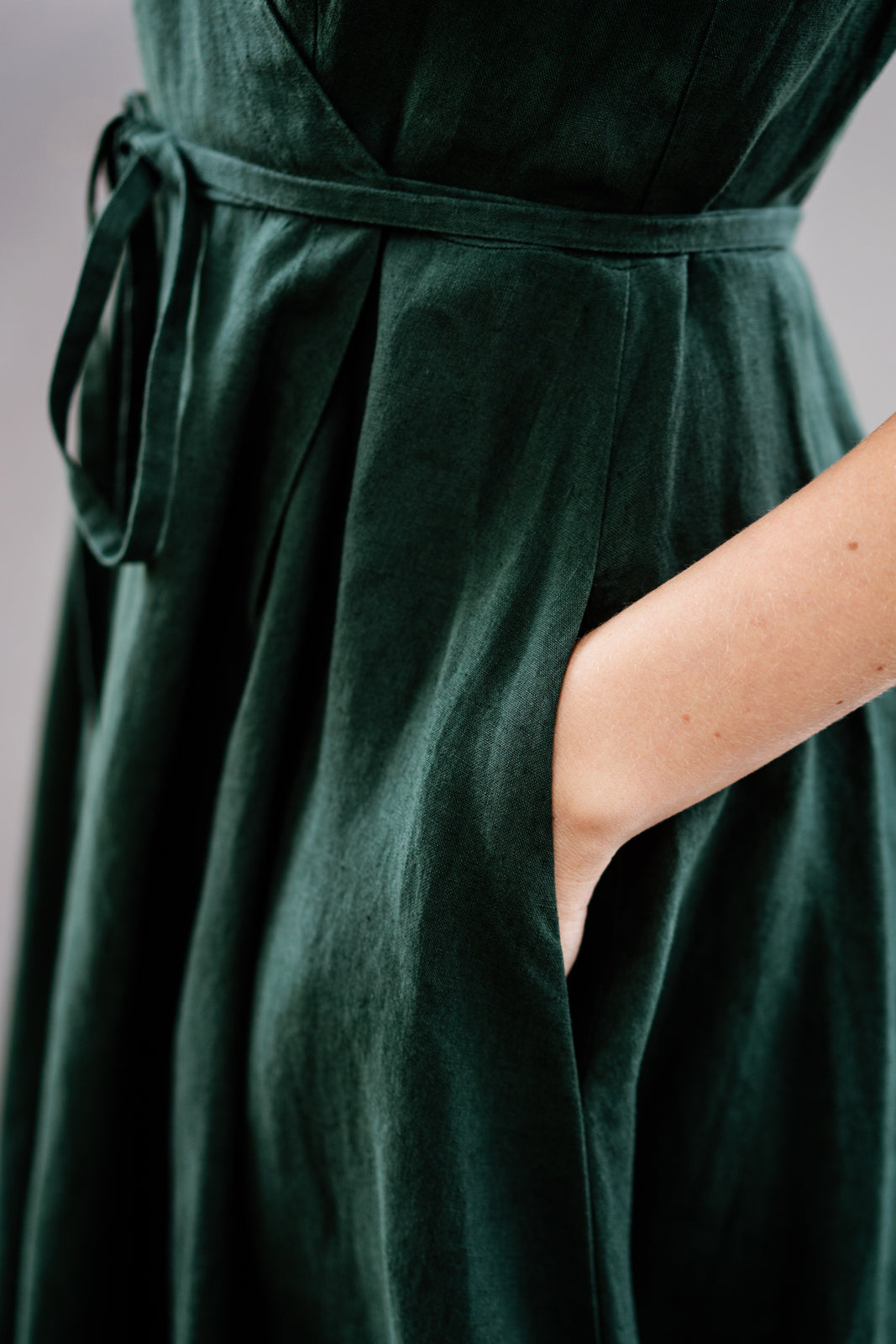 Wrap Dress, Short Sleeve, Evergreen#color_evergreen
