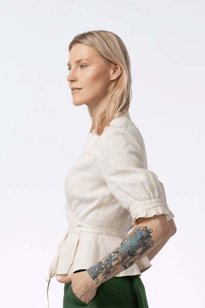 Bennet Blouse, Short Sleeve, Hemp#color_milky-white