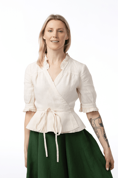 Bennet Blouse, Short Sleeve, Hemp#color_milky-white