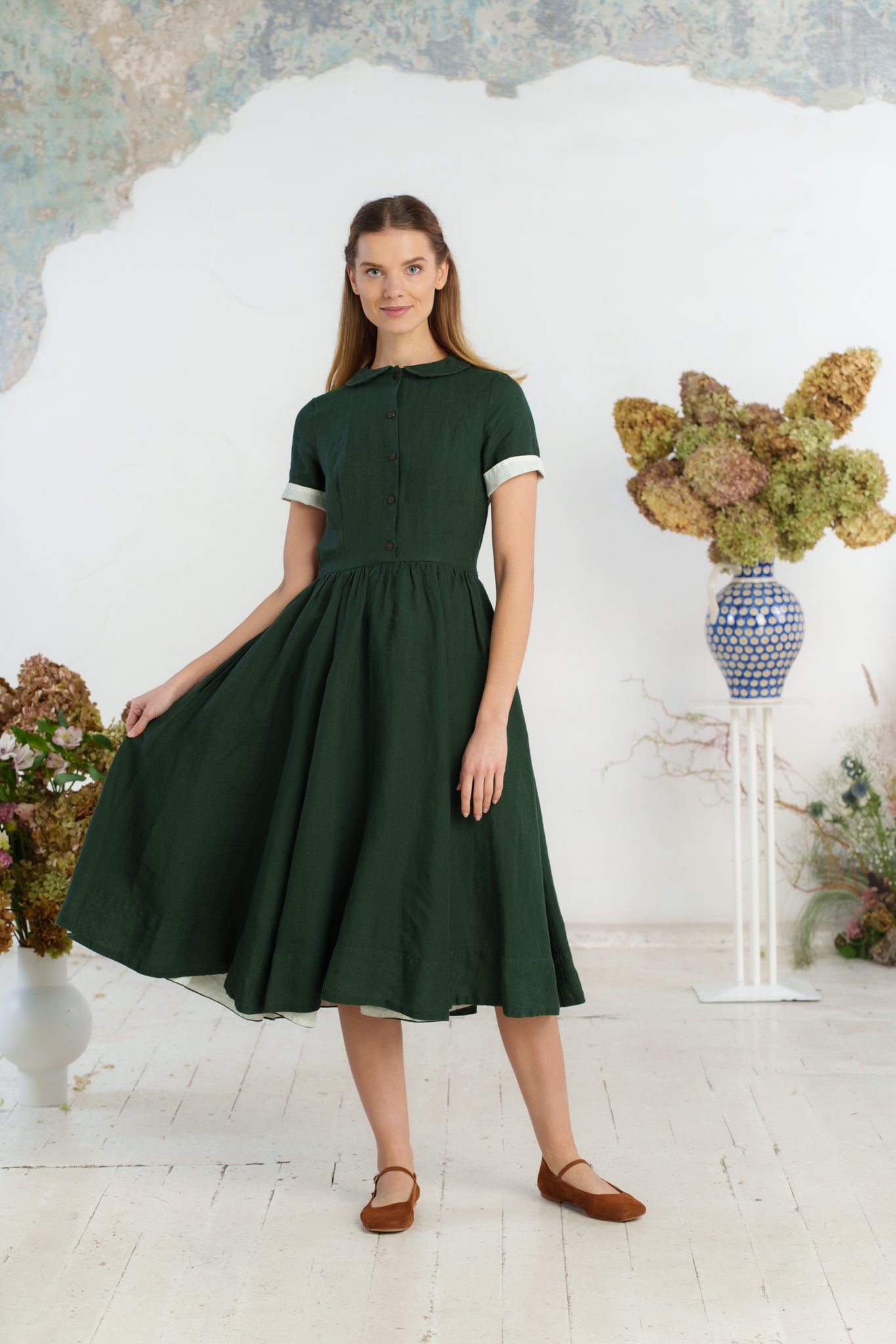 Classic Dress, Short Sleeve, Evergreen#color_evergreen