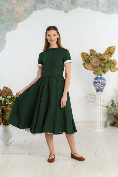 Classic Dress, Short Sleeve, Evergreen#color_evergreen