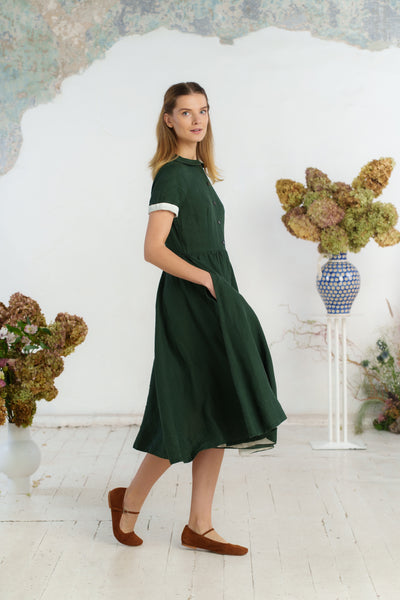 Classic Dress, Short Sleeve, Evergreen#color_evergreen