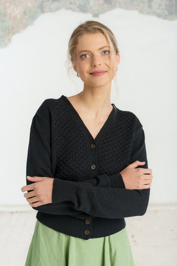 Elaine Cardigan, Long Sleeve, Black Pansy#color_black-pansy