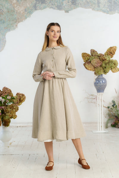 Classic Dress, Long Sleeve#color_natural-linen