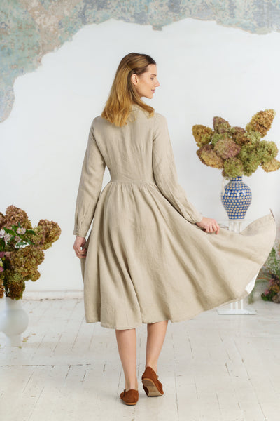 Classic Dress, Long Sleeve#color_natural-linen