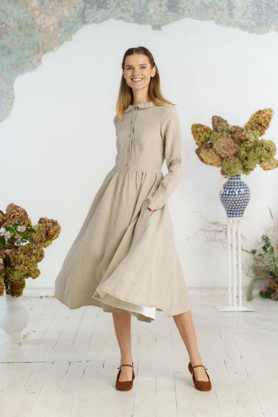 Classic Dress, Long Sleeve#color_natural-linen