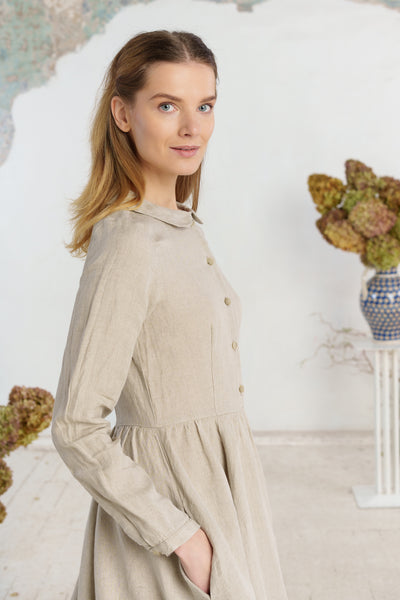 Classic Dress, Long Sleeve#color_natural-linen