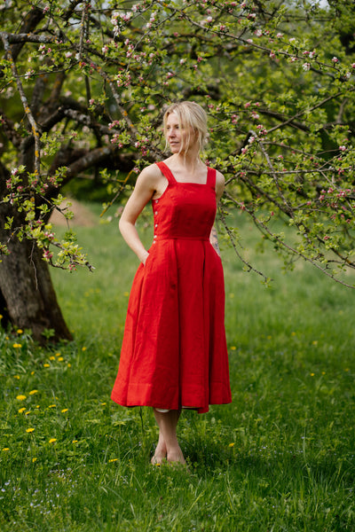 Pinafore Dress, Sleeveless, Cherry Red
#color_cherry-red