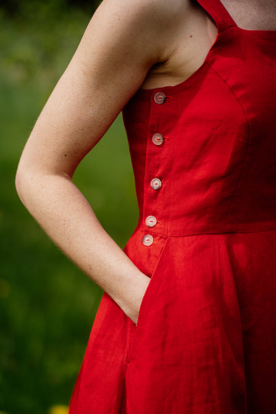 Pinafore Dress, Sleeveless, Cherry Red
#color_cherry-red