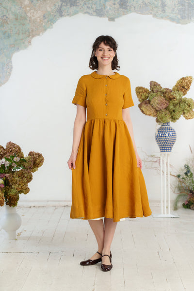 Classic Dress, Short Sleeve, Marigold#color_marigold