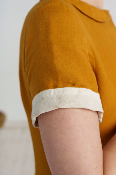 Classic Dress, Short Sleeve, Marigold#color_marigold
