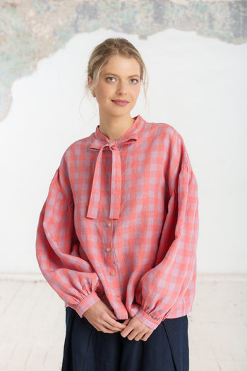 Clementine Shirt, Long Sleeve, Pink Gingham#color_pink-gingham