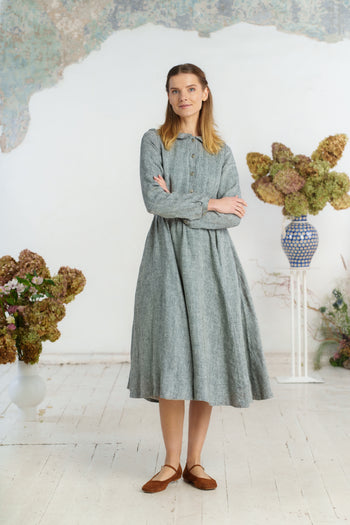 Classic Dress, Long Sleeve - Son de Flor#color_grey-moon