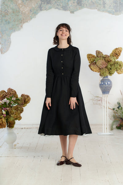 Classic Dress, Long Sleeve, Black Pansy#color_black-pansy