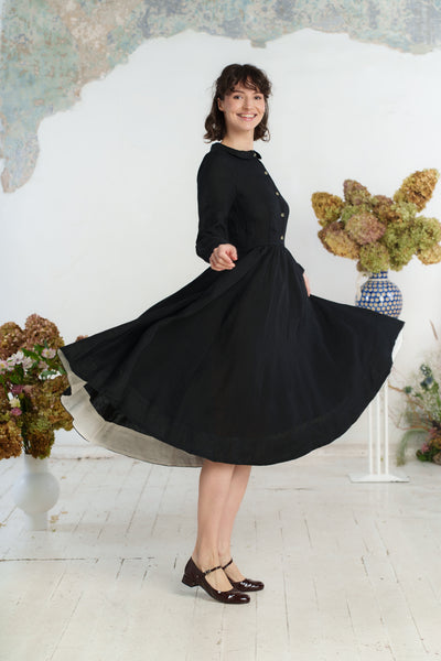 Classic Dress, Long Sleeve, Black Pansy#color_black-pansy