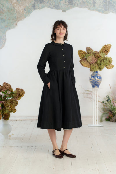 Classic Dress, Long Sleeve, Black Pansy#color_black-pansy