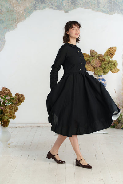 Classic Dress, Long Sleeve, Black Pansy#color_black-pansy