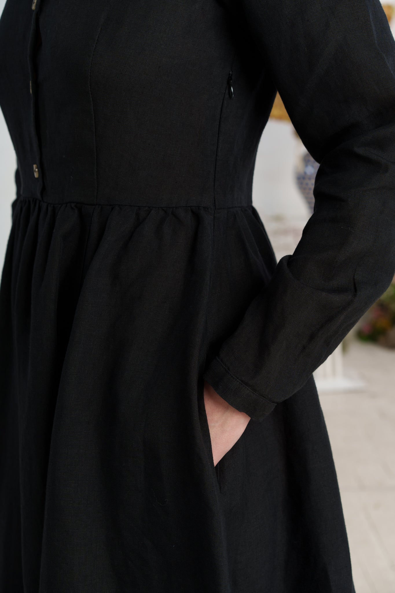 Classic Dress, Long Sleeve, Black Pansy#color_black-pansy