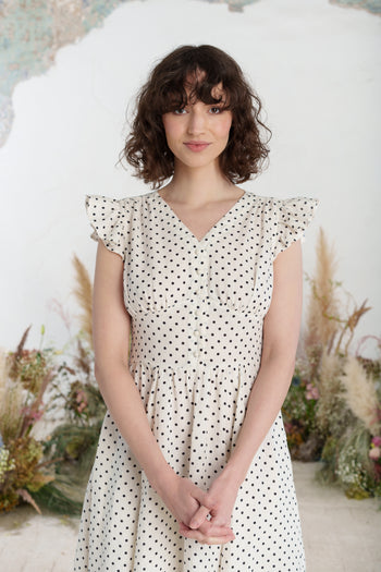 Diane Dress, Ruffle Sleeve, Tiny Dots
#color_tiny-dots