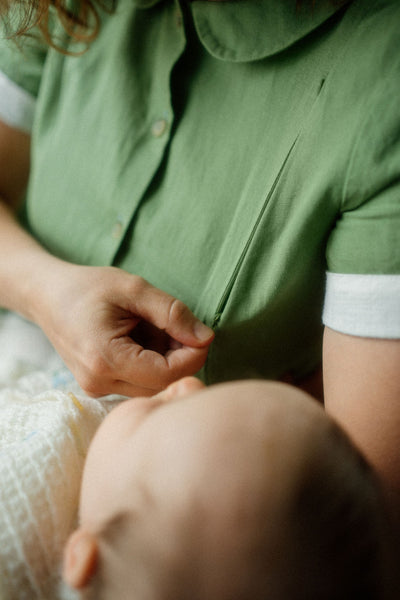 Classic Nursing Dress, Short Sleeve, Matcha Latte