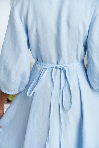 Wrap Gaia Dress, 3/4 Sleeve, Skye Blue
#color_skye-blue