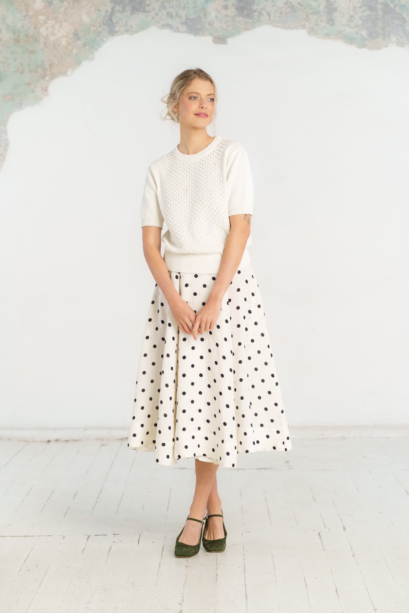 Elaine Top, Short Sleeve, White Magnolia #color_white-magnolia