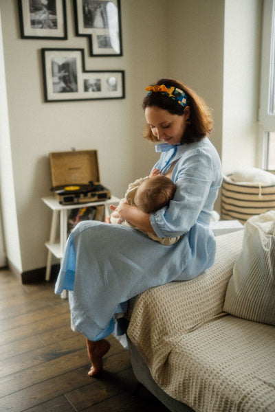 Jasmine Nursing Dress, 3/4 Sleeve, Skye Blue