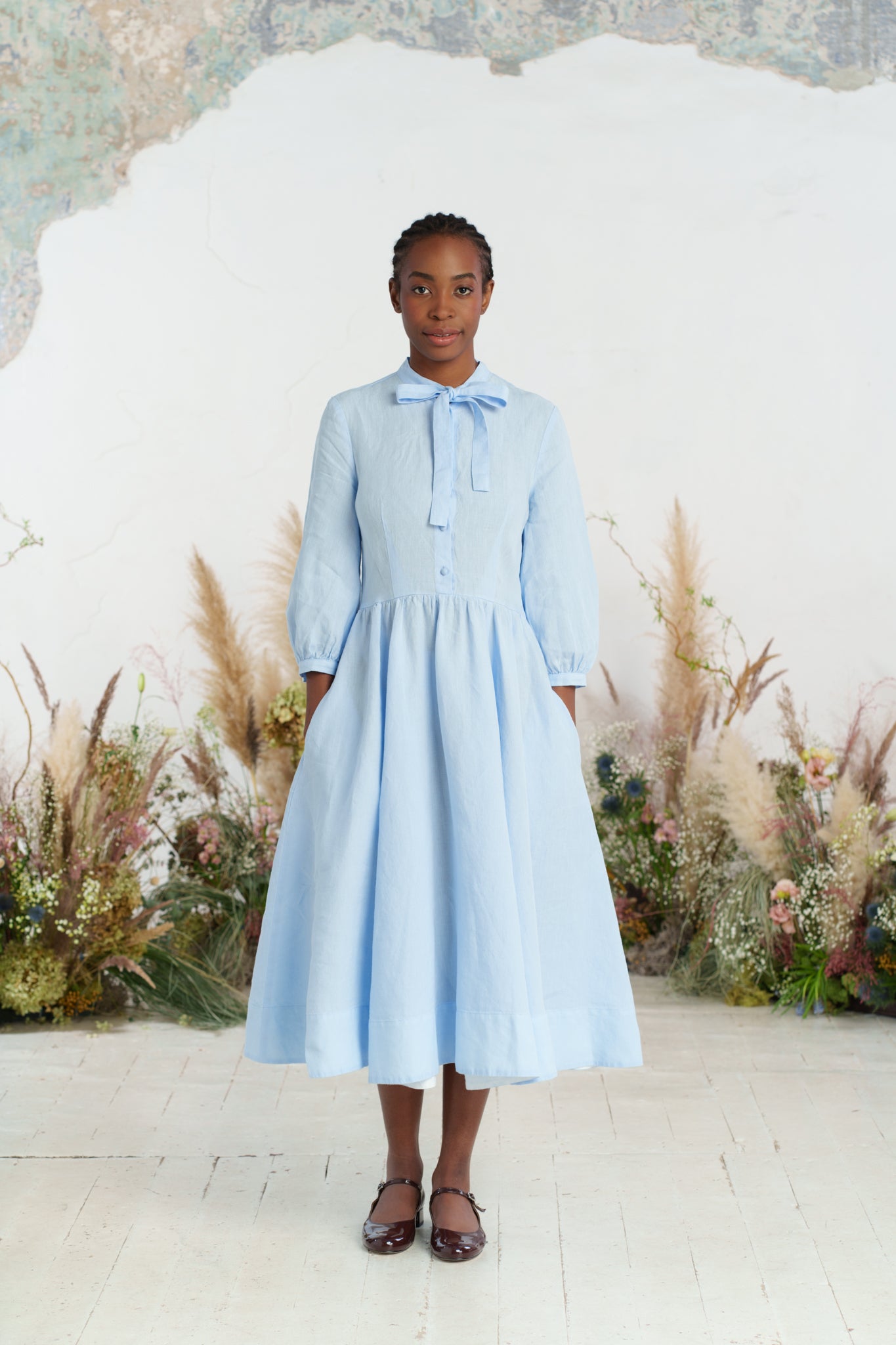 Jasmine Dress, 3/4 Sleeve, Skye Blue
#color_skye-blue