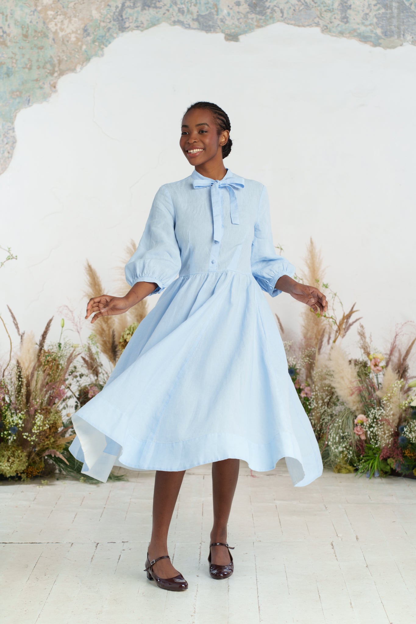Jasmine Dress, 3/4 Sleeve, Skye Blue
#color_skye-blue