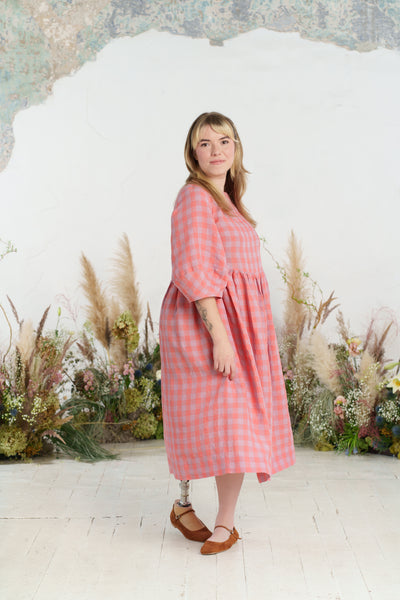 Smock Gaia Dress, 3/4 Sleeve, Pink Gingham
#color_pink-gingham