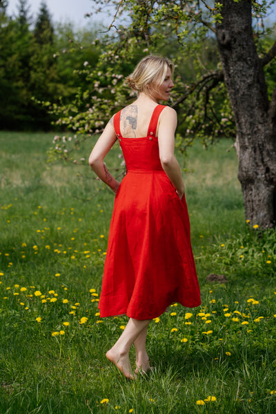 Pinafore Dress, Sleeveless, Cherry Red
#color_cherry-red
