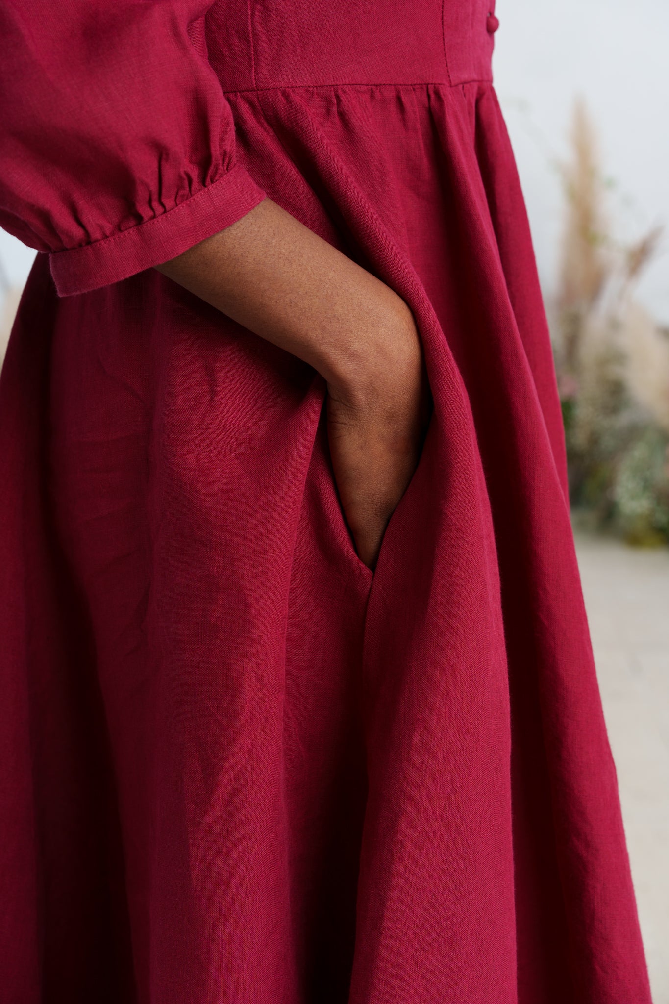 Jasmine Dress, 3/4 Sleeve, Marsala Red
#color_marsala-red