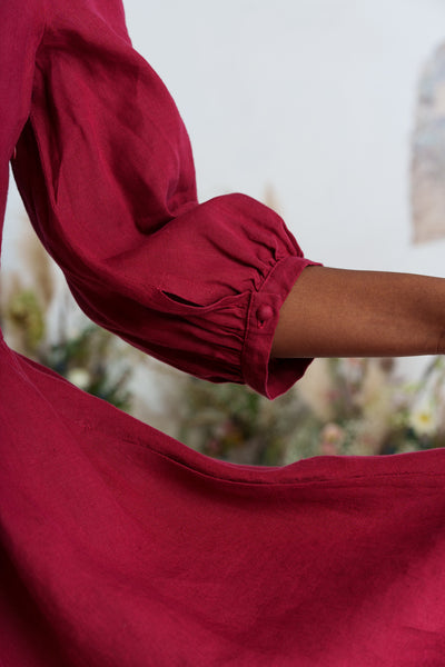 Jasmine Dress, 3/4 Sleeve, Marsala Red
#color_marsala-red