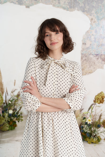 Jasmine Dress, 3/4 Sleeve, Tiny Dots
#color_tiny-dots