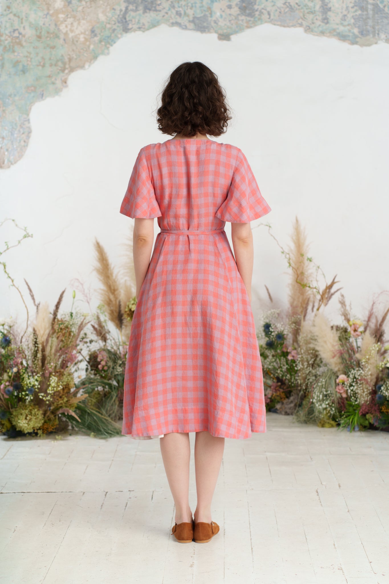 Wrap Dress, Butterfly Sleeve, Pink Gingham
#color_pink-gingham