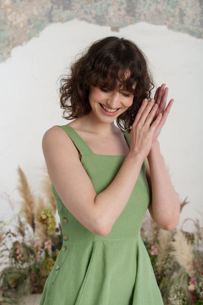 Pinafore Dress, Sleeveless, Matcha Latte
#color_matcha-latte