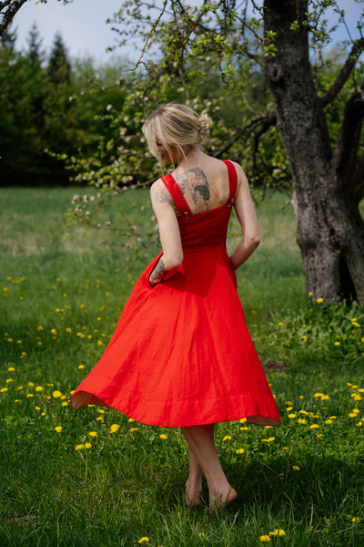 Pinafore Dress, Sleeveless, Cherry Red
#color_cherry-red