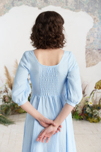 Maxi Carmen Dress, 3/4 Sleeve, Skye Blue
#color_skye-blue