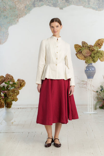 Peplum Jacket, Twill Linen, Milky Herringbone
#color_milky-herringbone