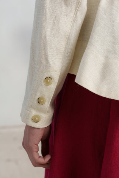 Peplum Jacket, Twill Linen, Milky Herringbone
#color_milky-herringbone