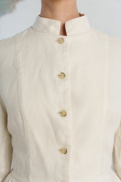 Peplum Jacket, Twill Linen, Milky Herringbone
#color_milky-herringbone