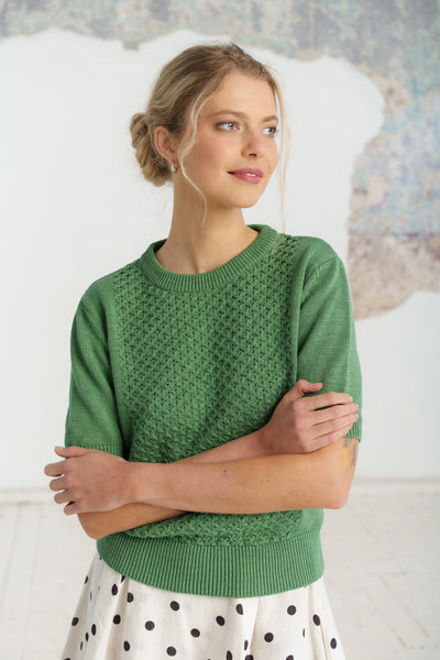 Elaine Top, Short Sleeve, Matcha Latte #color_matcha-latte
