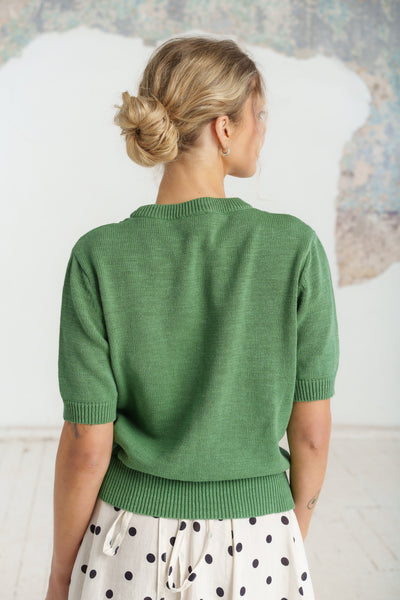 Elaine Top, Short Sleeve, Matcha Latte #color_matcha-latte