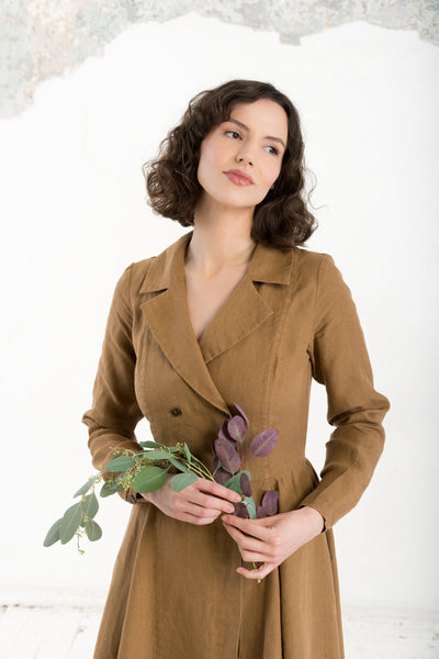 Enola Dress, Long Sleeve, Hemp, Camel Brown
#color_camel-brown