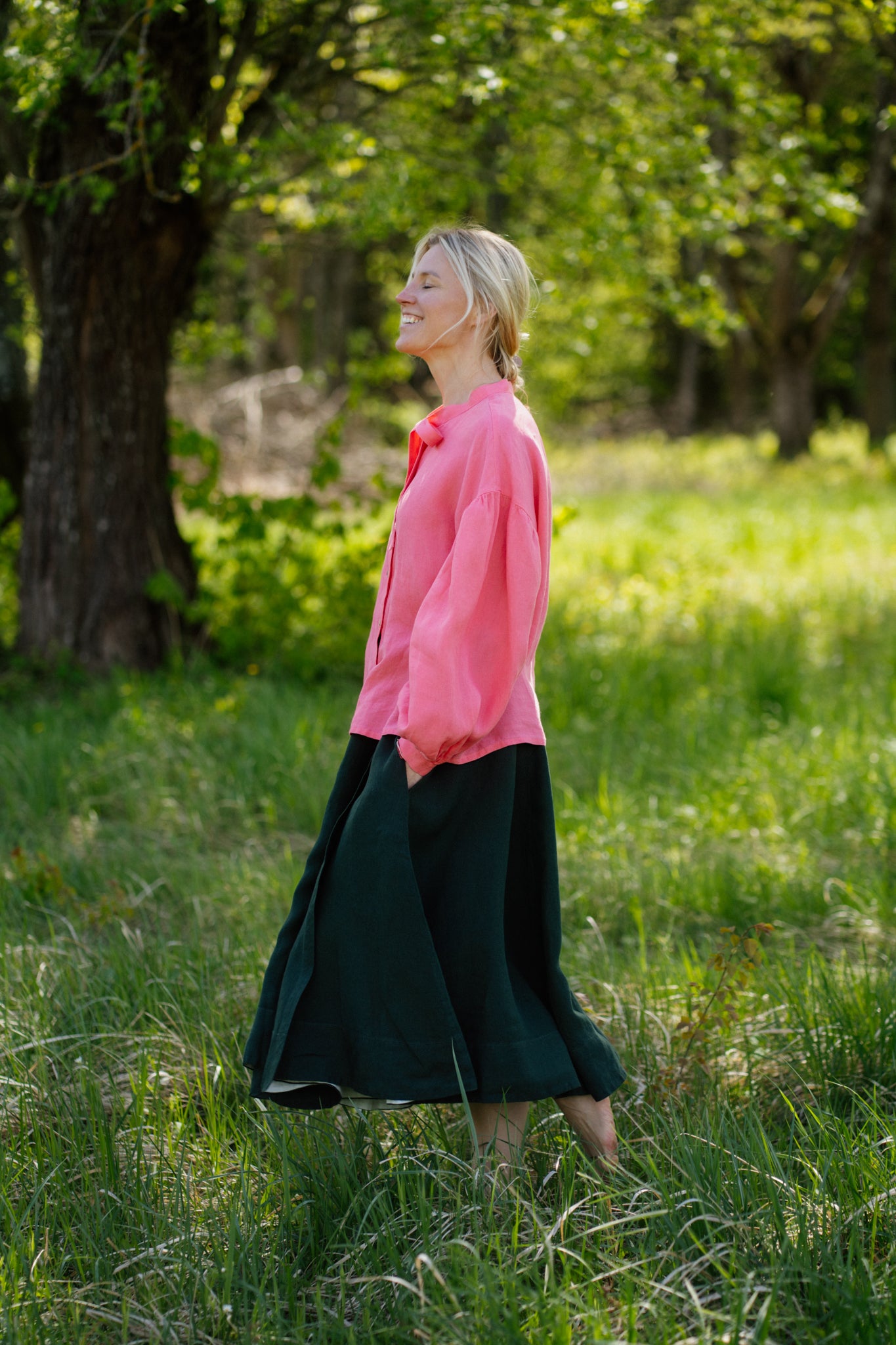 Clementine Shirt, Long Sleeve, Peony Pop
#color_peony-pop